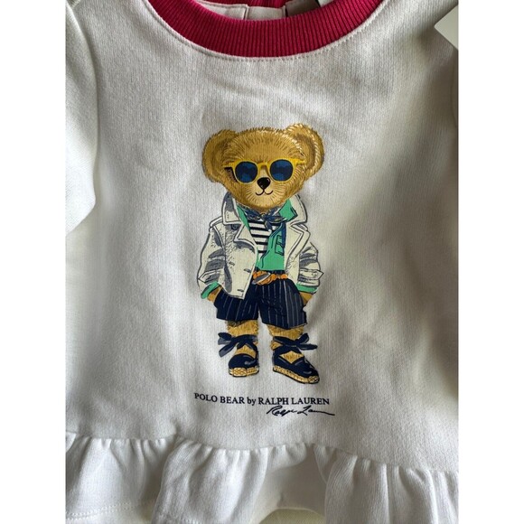 NWT RALPH LAUREN Baby GIRLS BEAR Sweatshirt & Legging Set Fleece Long Sleeve - Picture 4 of 9